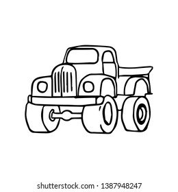 Vintage Pickup Truck monochrome logo emblems and badges isolated on white background. Vector illustration