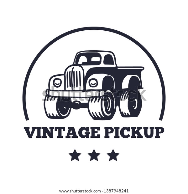 Vintage Pickup Truck Monochrome Logo Emblems