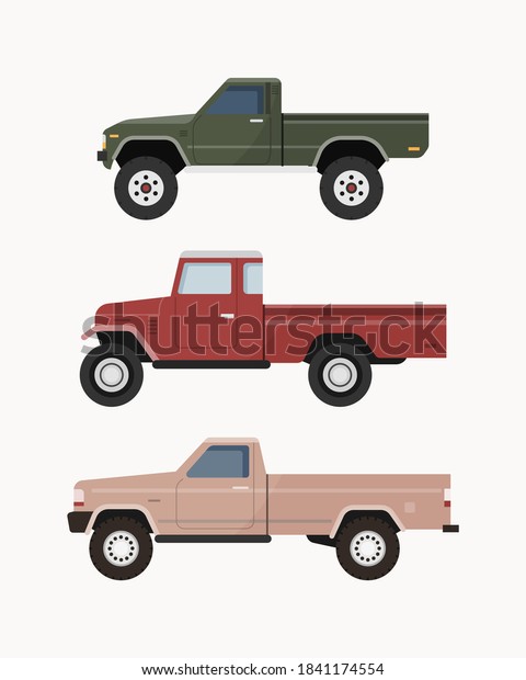 Vintage pickup truck. Set of pickup truck\
vector illustration.