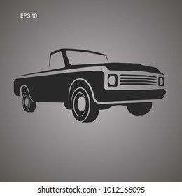 Vintage pickup truck vector illustration. Old retro american work car