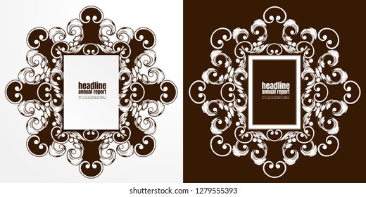 vintage picture frame,royal, paper art abstract background, flyer brochure design, layout template background,  Business Vector illustration, you can place relevant content on the area.