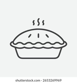 Vintage Pie Ícone Seguro em Estilo de Arte de Linha Minimalista Elegante