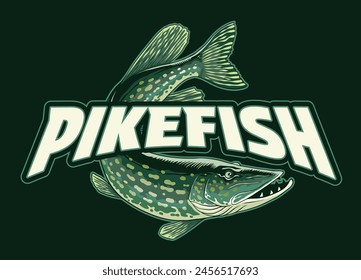 Vintage Pike Fish Illustration Design