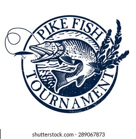 Vintage pike fishing emblem