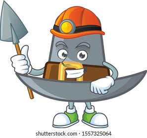 Vintage pilgrim hat isolated with mascot miner.