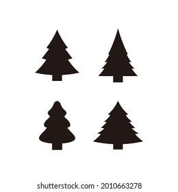 Vintage pine and christmas silhouette logo set. Logo can be used for icon, brand, identity symbol, coniferous, winter, holly, nature, element, black, hipster, and outdoor