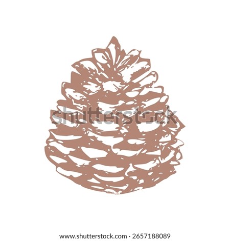 Vintage pine cone vector in hand-drawn style with earthy brown tone. Great for forest themes, holiday decor, eco designs, natural packaging, rustic prints, and woodland projects