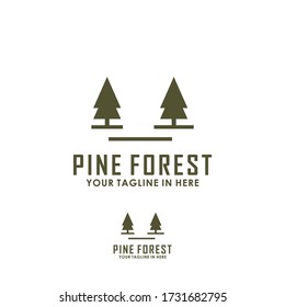 vintage pine forest landscape logo template design vector, adventure brand identity logo template