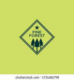 vintage pine forest landscape logo template design vector, adventure brand identity logo template