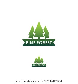 plantilla de diseño del logotipo del paisaje del pinar vintage, plantilla del logotipo de la identidad de la marca de aventura