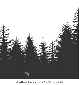 Vintage Pine Forest. Vector Illustration