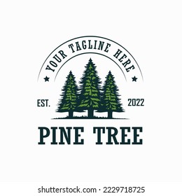 Diseño vectorial de iconos de pinturas antiguas, inspiración de diseño de logotipo Evergreen