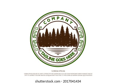 Vintage Pine Spruce Cedar Conifer Cypress Hemlock Evergreen Fir Tree Forest Badge Emblem for Adventure Logo Design Vector