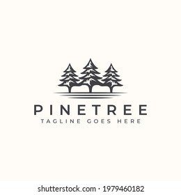 Plantilla De Logotipo De Pino Vintage. Ilustración vectorial
