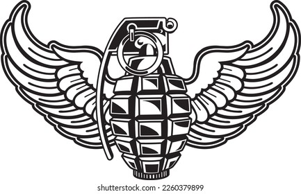 vintage pineapple style hand grenade with wings
