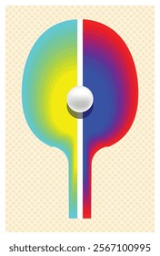 Vintage Ping pong Poster Template. Racket for ping-pong. Vector illustration. Abstract background design. Sports concept