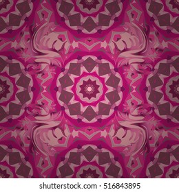 Vintage pink background with mandala ornament - vector