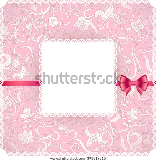 Vintage pink background, \
white ornament and  frame, beautiful old paper, card, ornate cover\
page, label; floral luxury ornamental pattern template for\
design\
Image 