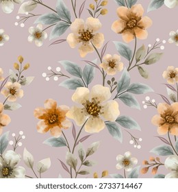 Vintage pink blossom and leaf elements create a seamless floral vector pattern for a nature inspired wallpaper design featuring summer flowers and spring plant illustrations in a colorful art style