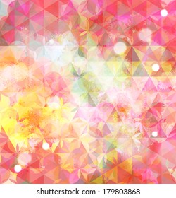 Vintage pink defocused background with geometric triangular ornament. Eps10