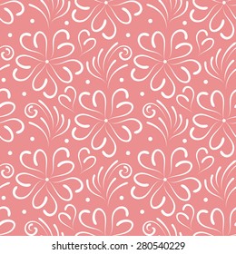 Vintage pink floral seamless pattern. Abstract flowers background.