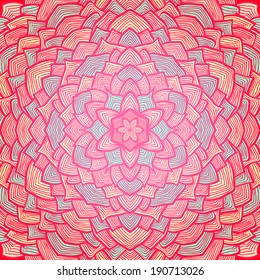 Vintage pink greeting card with abstract hand drawn floral ornament. Eps10