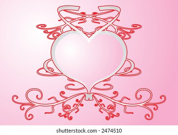 Vintage Pink heart illustration for Valentine's Day