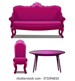 Vintage pink interior. Vector.