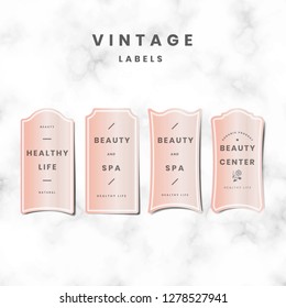 Vintage pink logo set on the marble pattern background