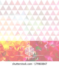 Vintage pink minimalistic background with geometric triangular ornament. Eps10