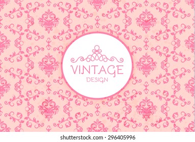 Vintage pink pattern. Victorian & princess design. Vector illustration