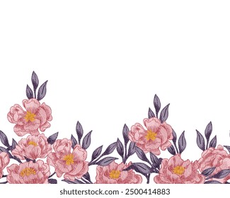 Vintage Pink Rose Watercolor Flower Background