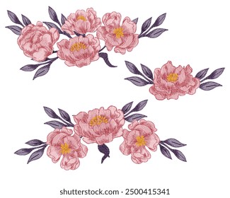 Vintage Pink Rose Watercolor Flower Arrangement