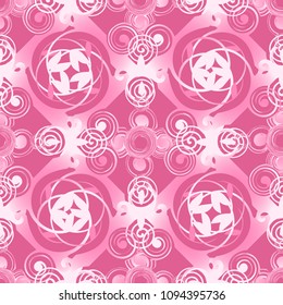 Vintage pink seamless pattern with gradient. ?legant leaves and curls.
