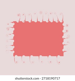 Ilustração de vetor rosa vintage com um quadro de coração e borda de padrão para um convite de casamento de namorados ou projeto de cartão de saudação de aniversário de bebê...