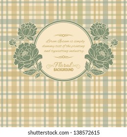 Vintage piony ornament over sepia. Vector illustration.
