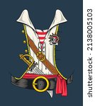 Vintage Pirate shirt costume suit. Hand drawn vector clip art