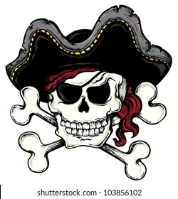 Vintage pirate skull theme 1 - vector illustration.