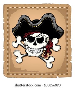 Vintage pirate skull theme 2 - vector illustration.