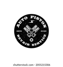Vintage piston motorcycle workshop logo
