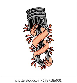 Diseño vintage del Vector del tatuaje del pistón