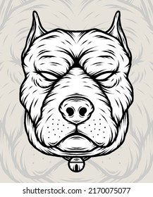 Vintage Pitbull Head. Premium vector