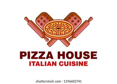 Vintage pizza house italian food logo Designs Inspiration Isolated on White Background