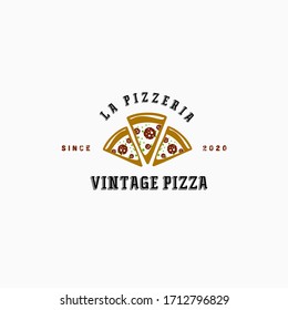 vintage pizza logo design template . rustic pizza logo design inspiration . pizza logo emblem vector