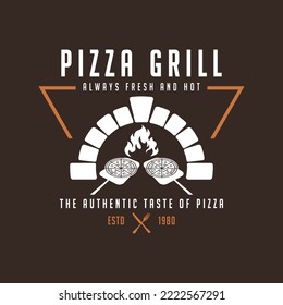 vintage pizza logo design template