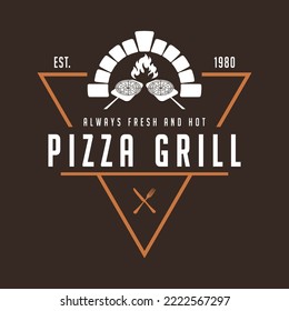 vintage pizza logo design template