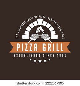 vintage pizza logo design template