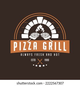 vintage pizza logo design template