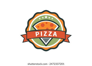 Vintage pizza logo label,  badge vector artwork illustration image vector illustration 