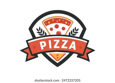 Klassische Pizza-Logo-Etikett, Abzeichen Vektorgrafik Illustration Bild Vektorillustration 